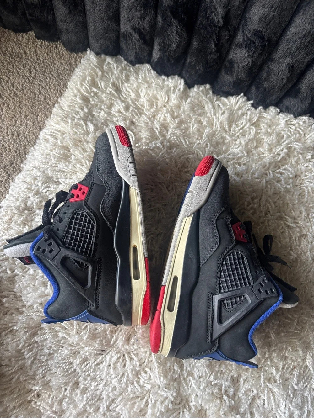 Jordan Kids' Sneakers in Black with Red and Royal Blue Accents